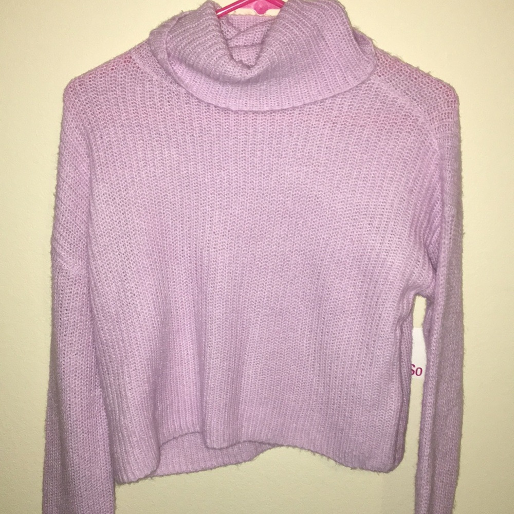 pastel purple crop turtleneck sweater
